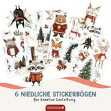 Fensteraufkleber Weihnachten Waldtiere