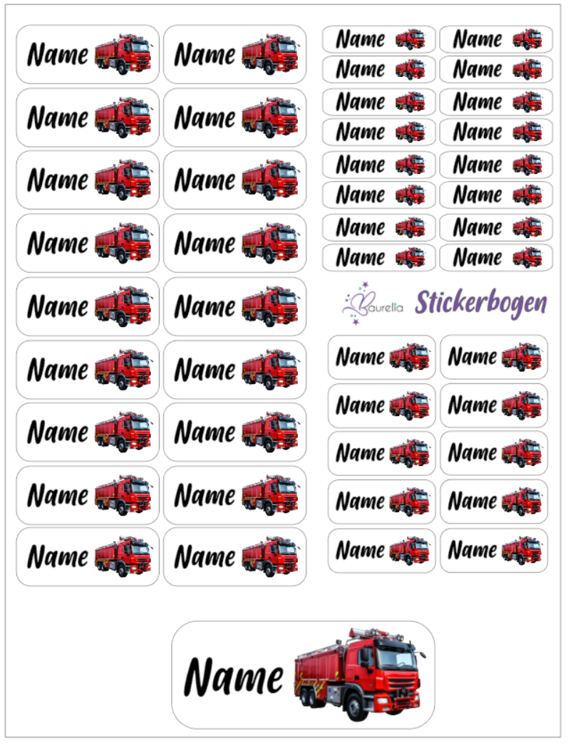 Baurelia Stickerset mit Name Feuerwehr 5