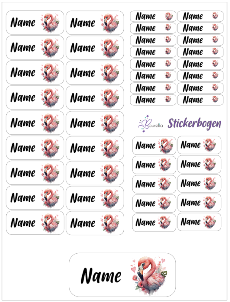 Baurelia Stickerset mit Name Flamingo 5