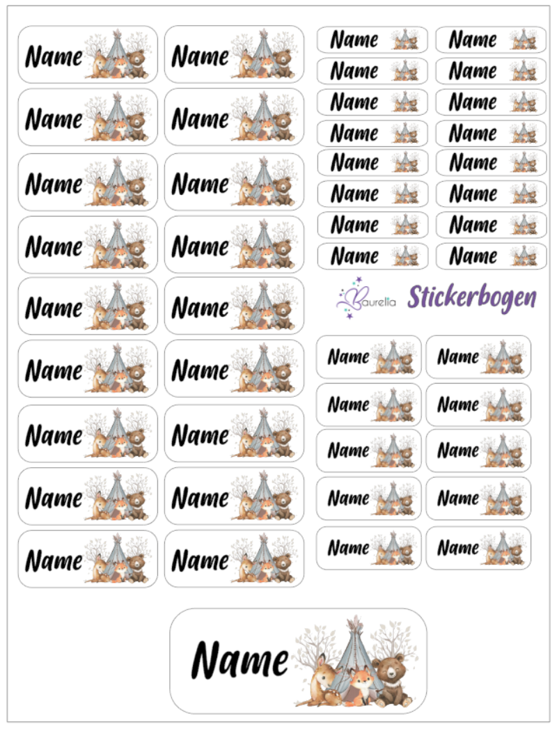 Baurelia Stickerset mit Name Friends 10