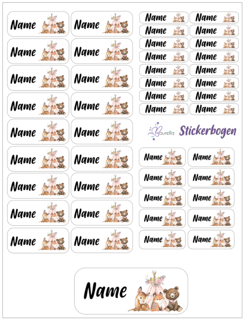 Baurelia Stickerset mit Name Friends 11