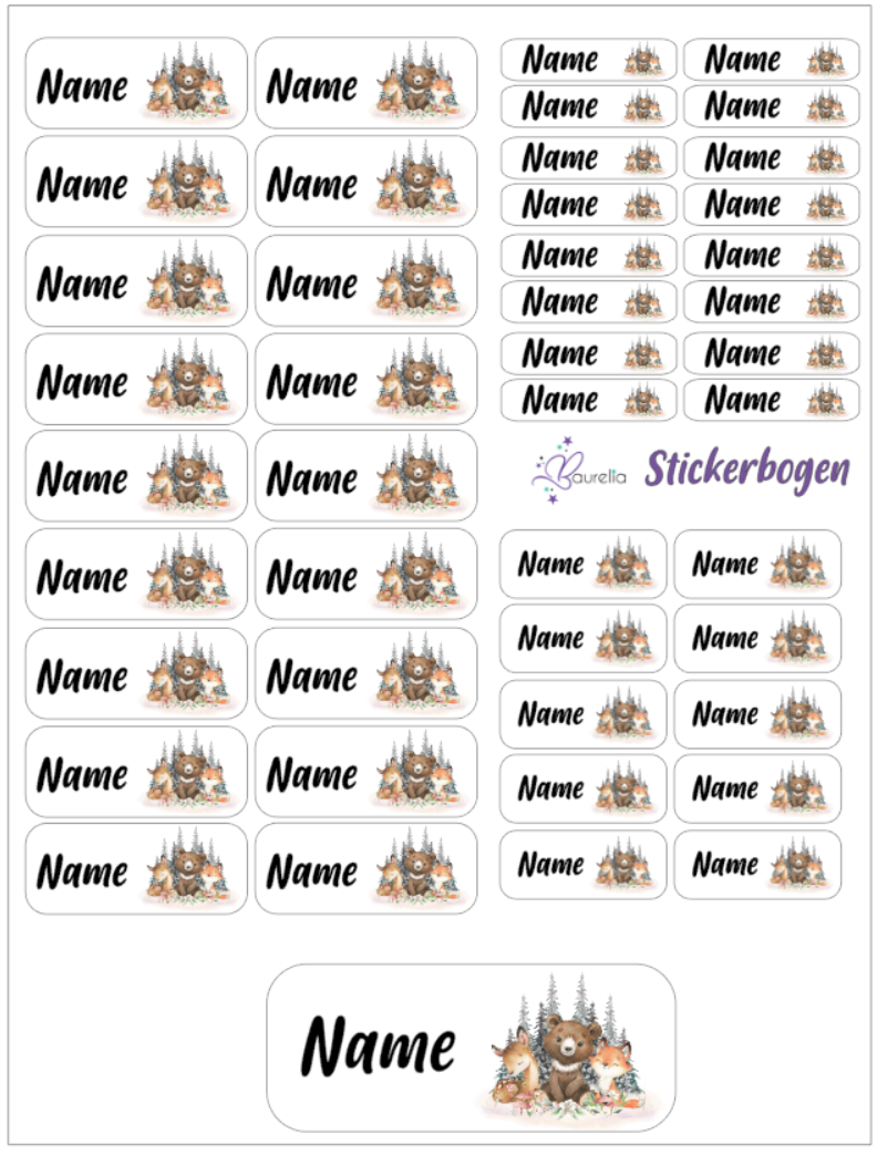 Baurelia Stickerset mit Name Friends 12