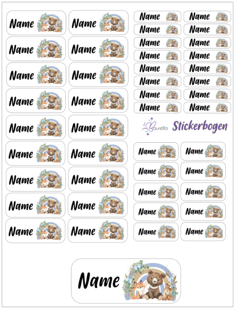 Baurelia Stickerset mit Name Friends 13