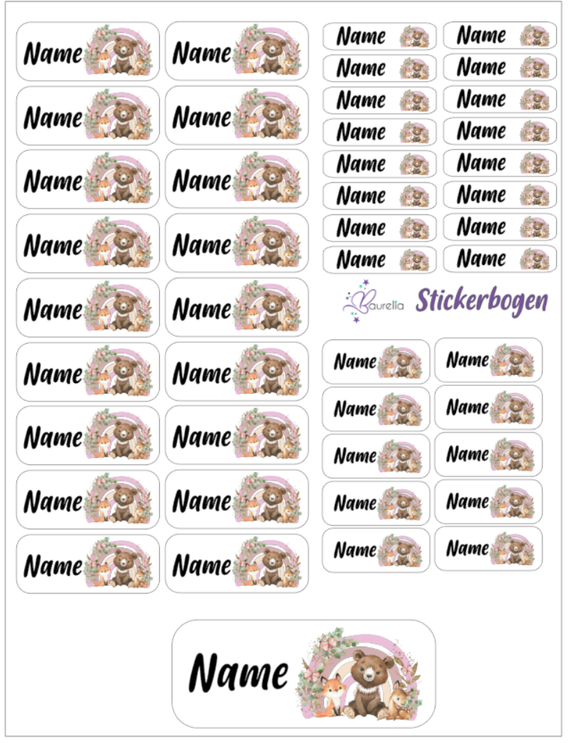 Baurelia Stickerset mit Name Friends 14