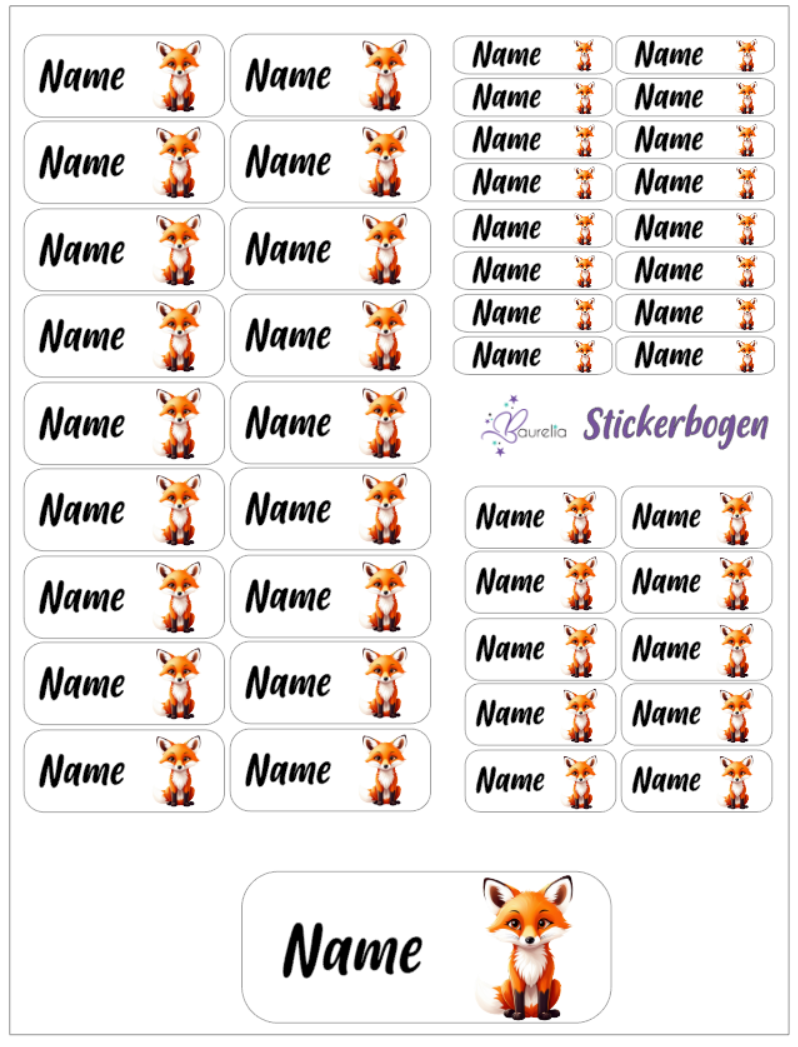 Baurelia Stickerset mit Name Fuchs 7