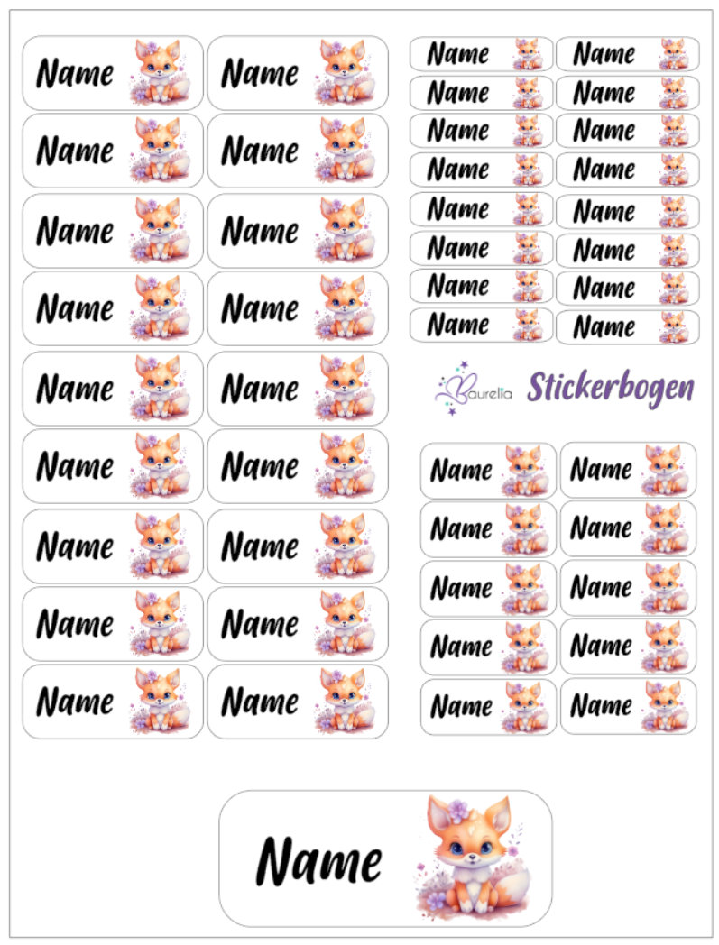 Baurelia Stickerset mit Name Fuchs 8
