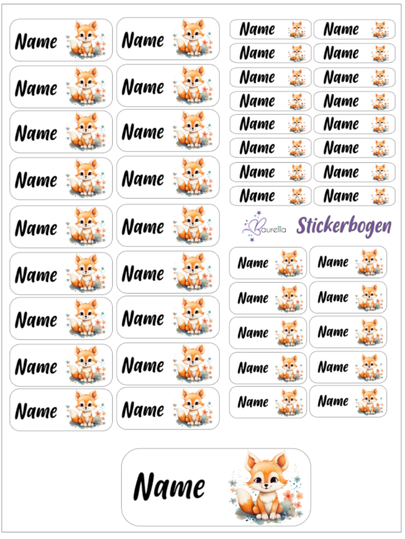 Baurelia Stickerset mit Name Fuchs 1