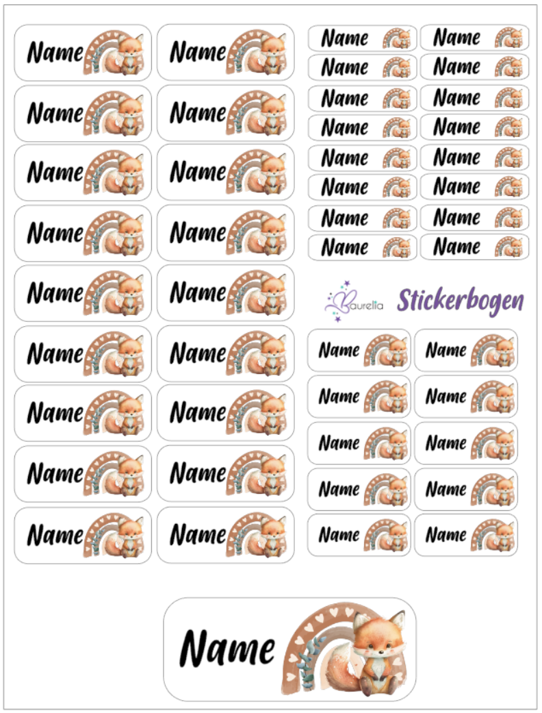 Baurelia Stickerset mit Name Fuchs 10