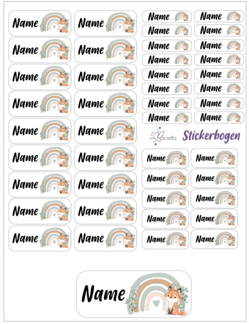 Baurelia Stickerset mit Name Fuchs 11