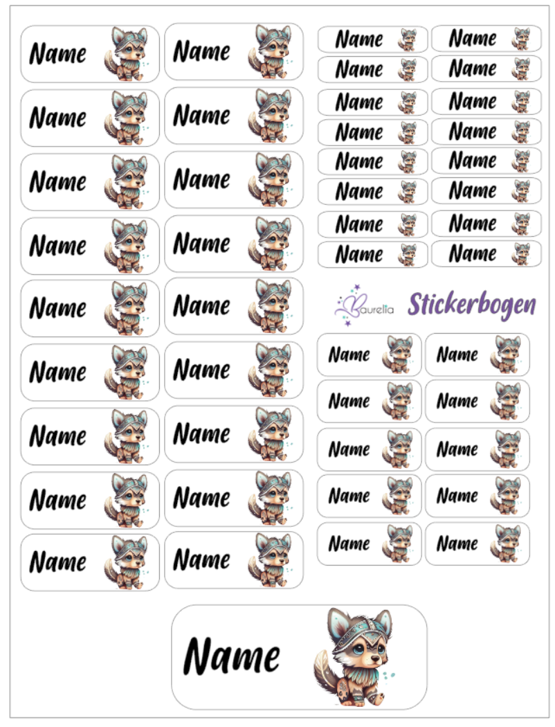 Baurelia Stickerset mit Name Fuchs 12