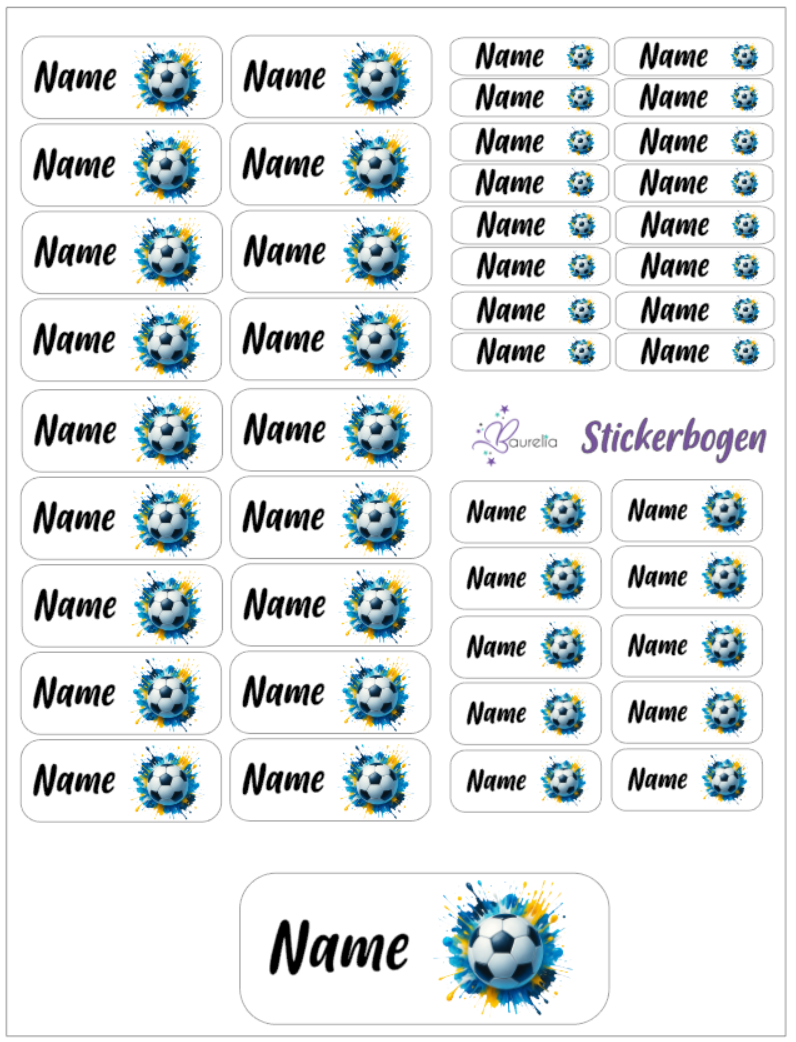 Baurelia Stickerset mit Name Fussball 11