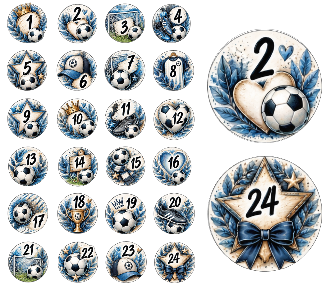 Adventskalender Zahlensticker Fussball 2