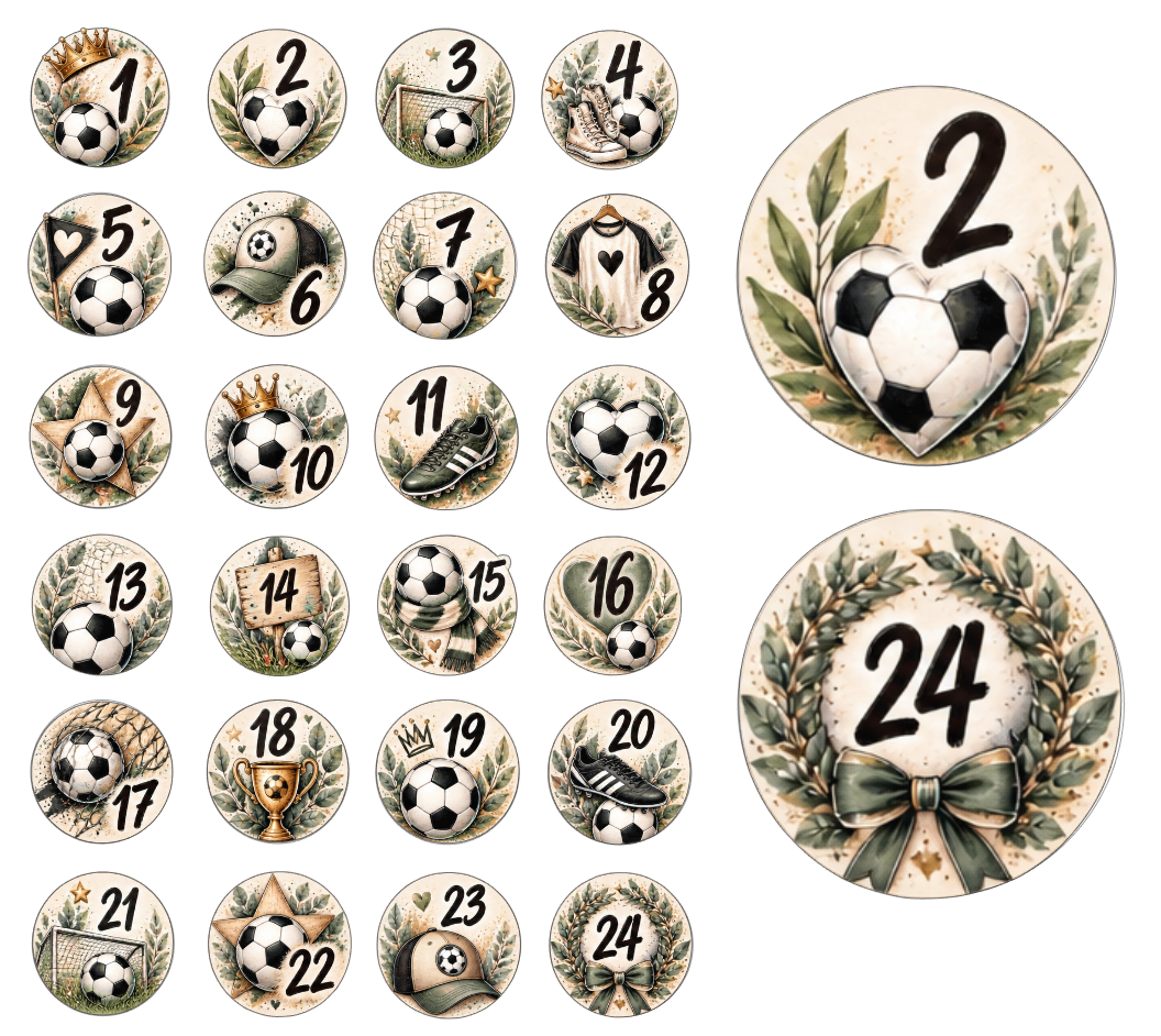 Adventskalender Zahlensticker Fussball 3