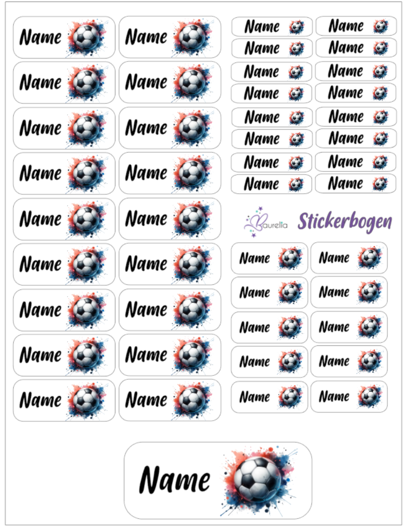 Baurelia Stickerset mit Name Fussball 5