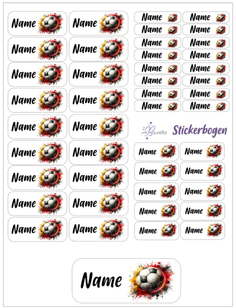 Baurelia Stickerset mit Name Fussball 6