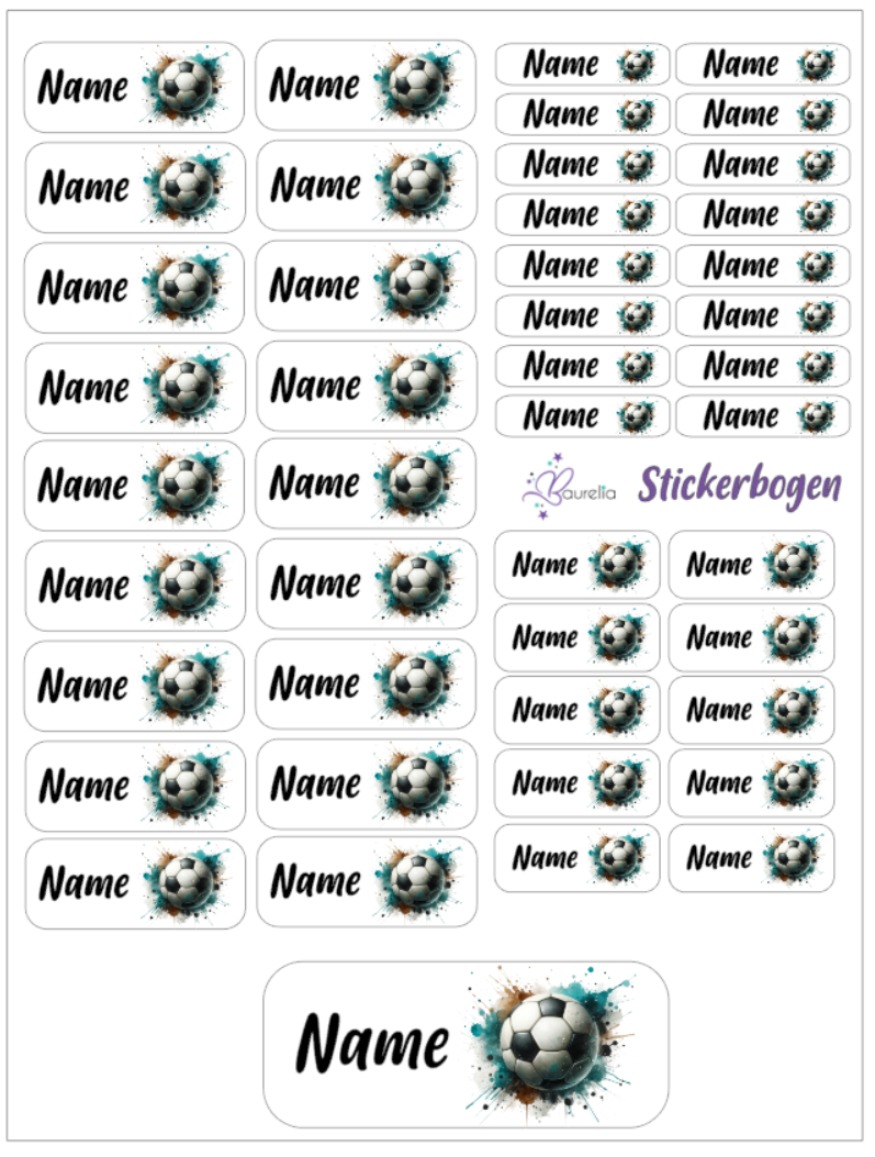 Baurelia Stickerset mit Name Fussball 7