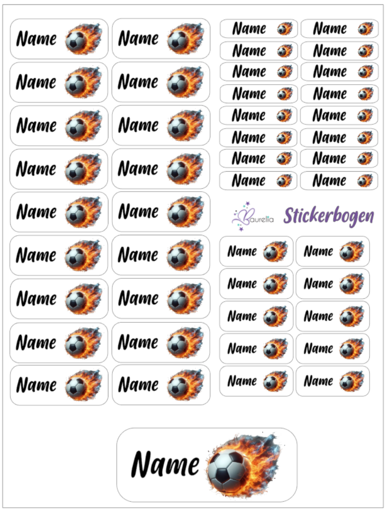 Baurelia Stickerset mit Name Fussball 8
