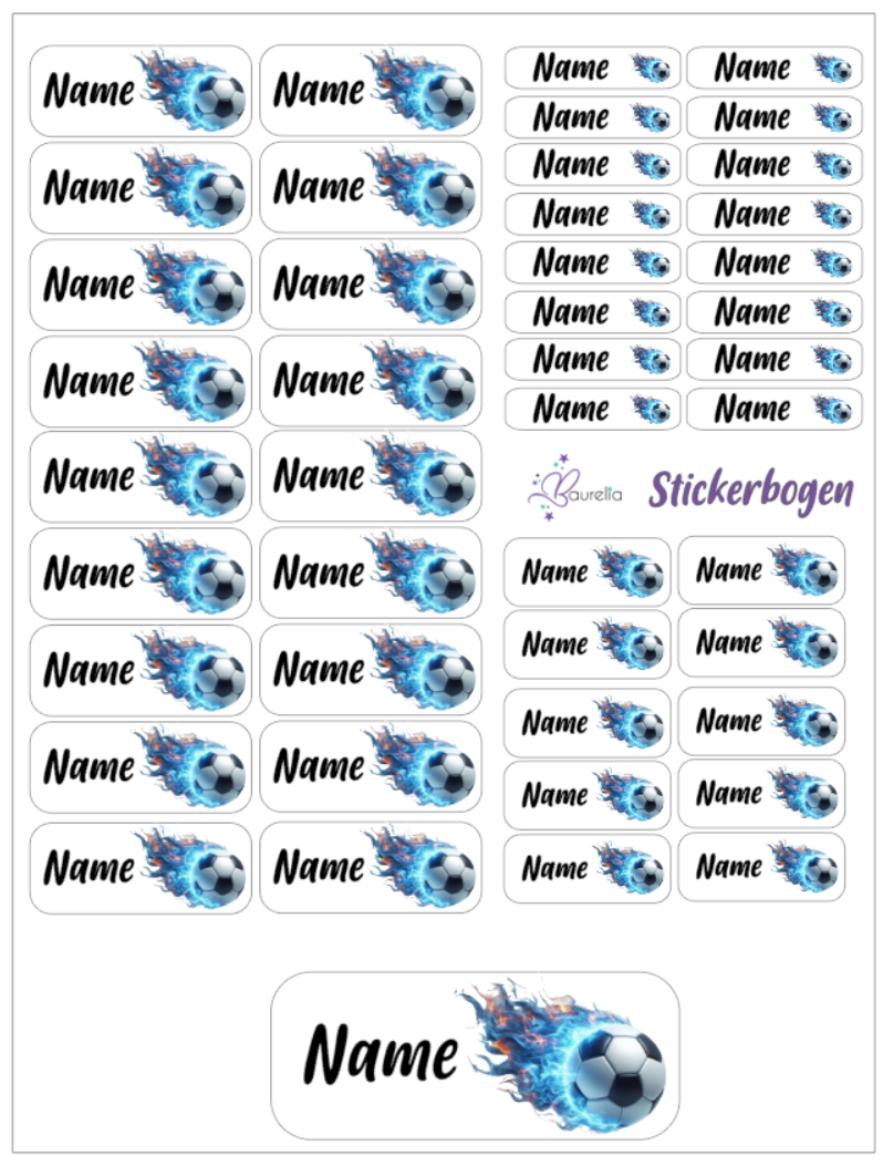 Baurelia Stickerset mit Name Fussball 9