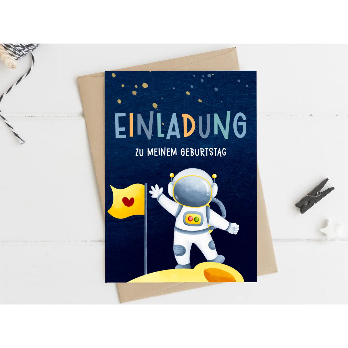 Einladungskarte Kindergeburtstag Astronaut