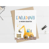 Einladungskarte Kindergeburtstag Baustelle