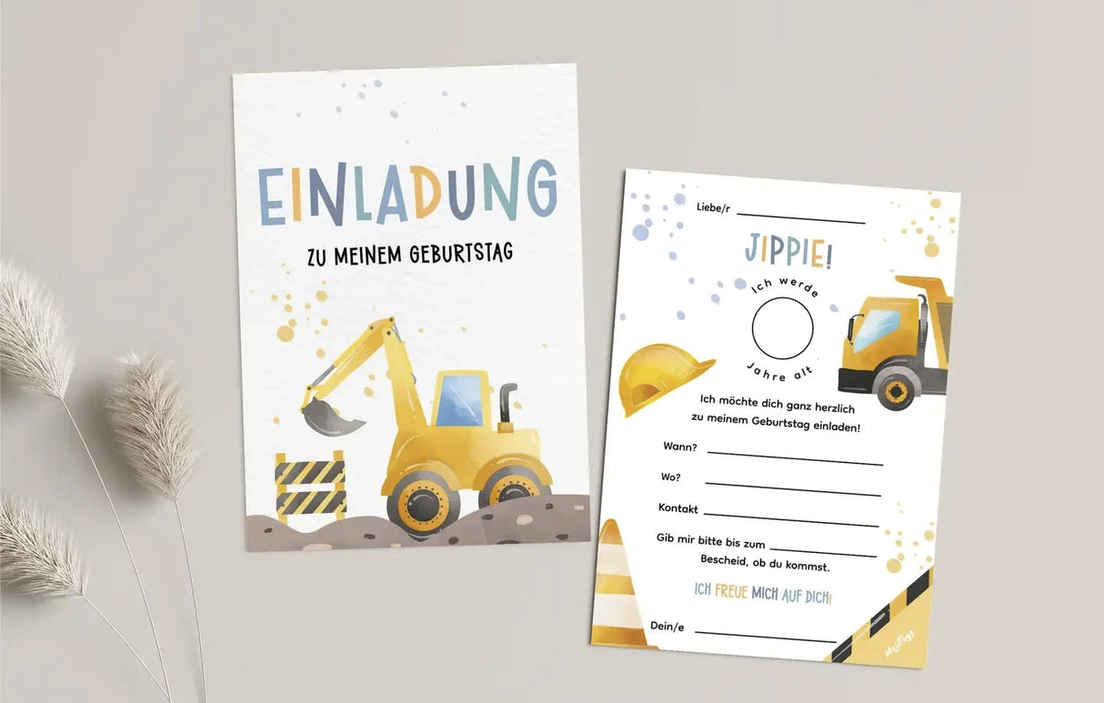 Einladungskarte Kindergeburtstag Baustelle
