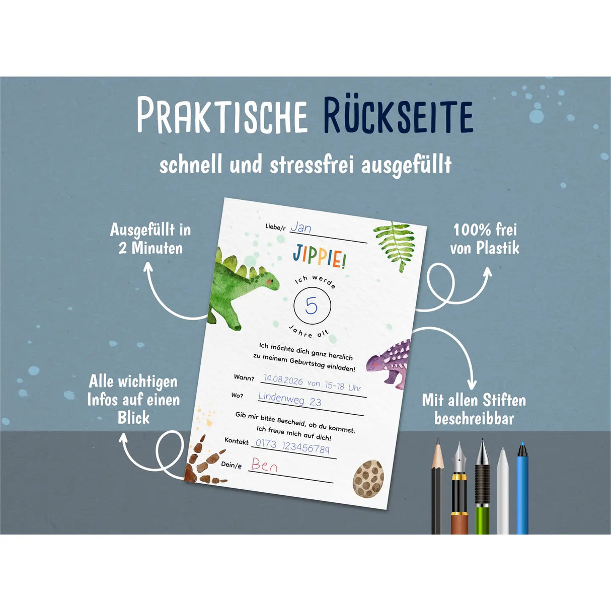 Einladungskarte Kindergeburtstag Dinosaurier