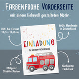 Einladungskarte Kindergeburtstag Feuerwehrauto