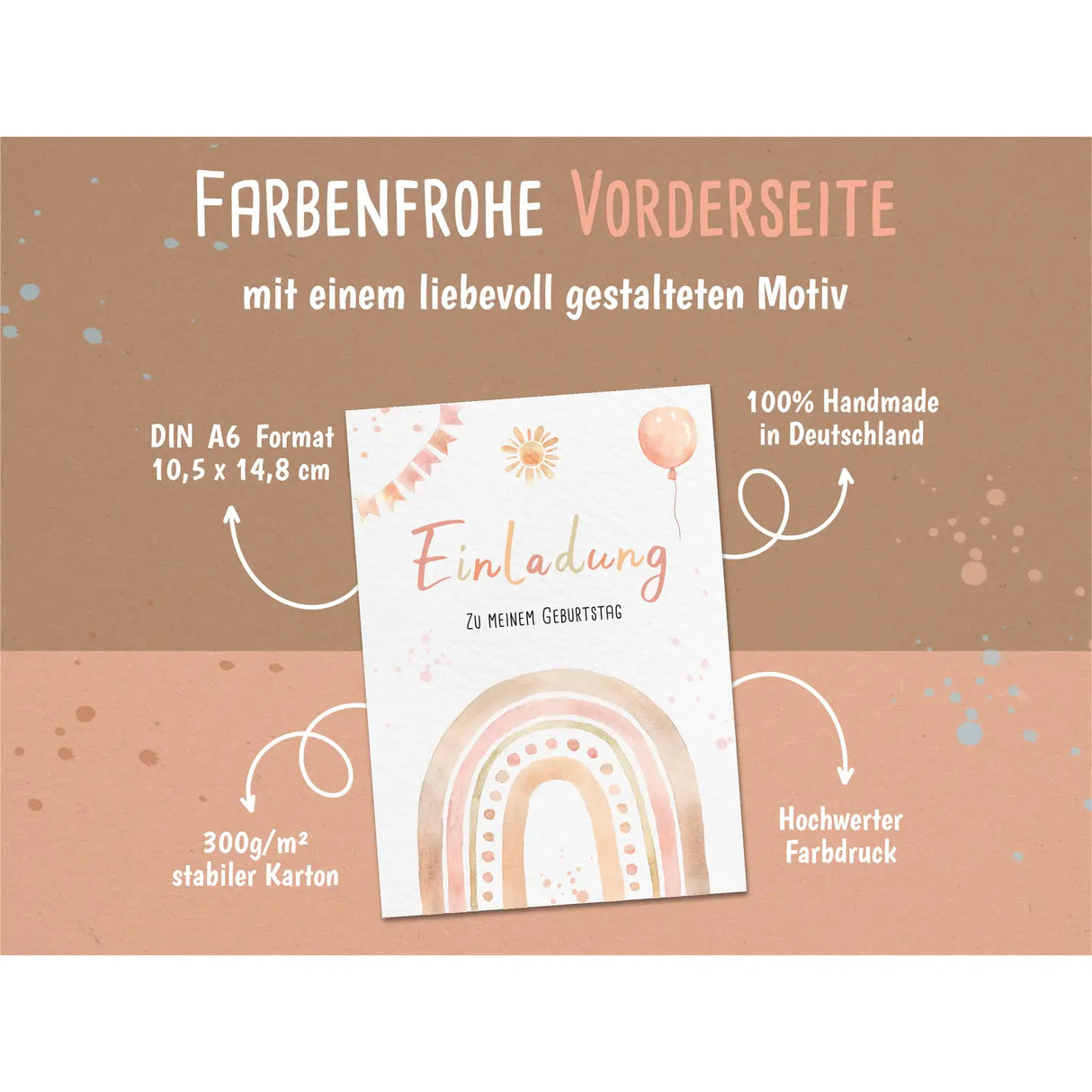 Einladungskarte Kindergeburtstag Regenbogen