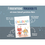 Einladungskarte Kindergeburtstag Roboter