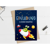 Einladungskarte Kindergeburtstag Space
