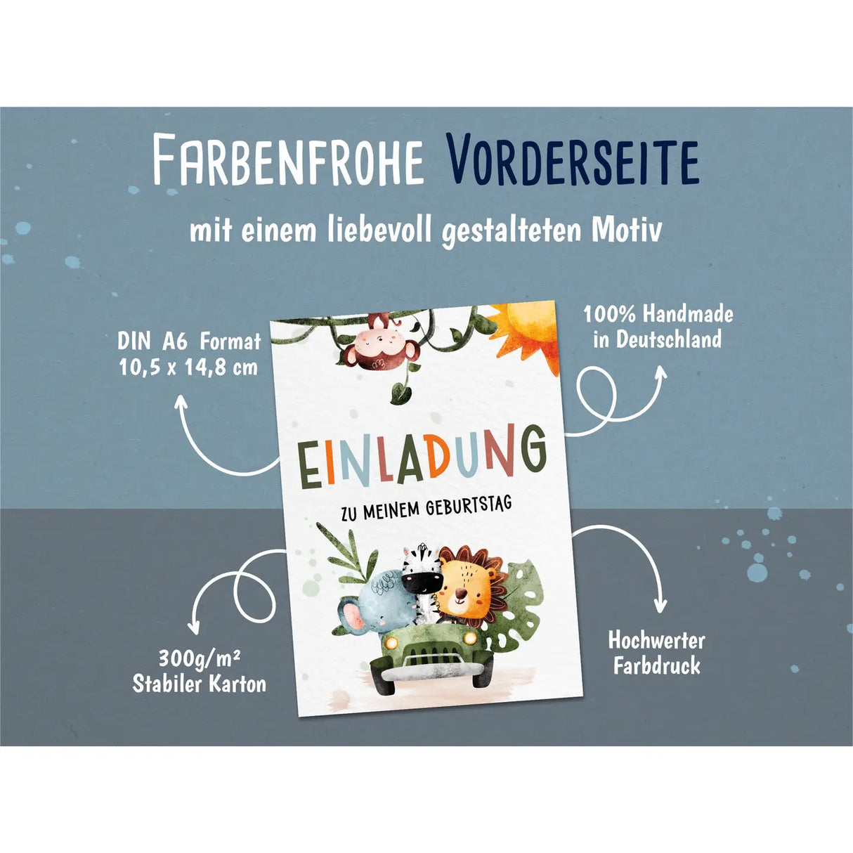 Einladungskarte Kindergeburtstag Tierfreunde