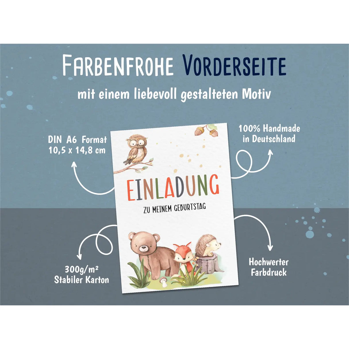 Einladungskarte Kindergeburtstag Waldtiere