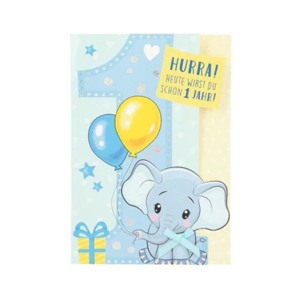 Geburtstagskarte Elefant 1 Blau