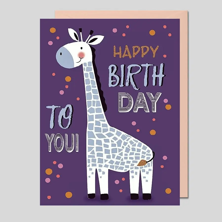 Geburtstagskarte Giraffe Violett