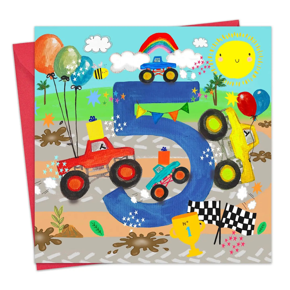 Geburtstagskarte Monstertruck 5.Geburtstag