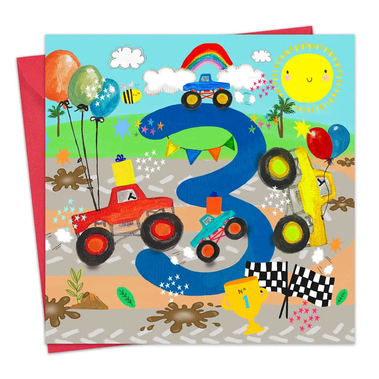Geburtstagskarte Monstertruck 3.Geburtstag