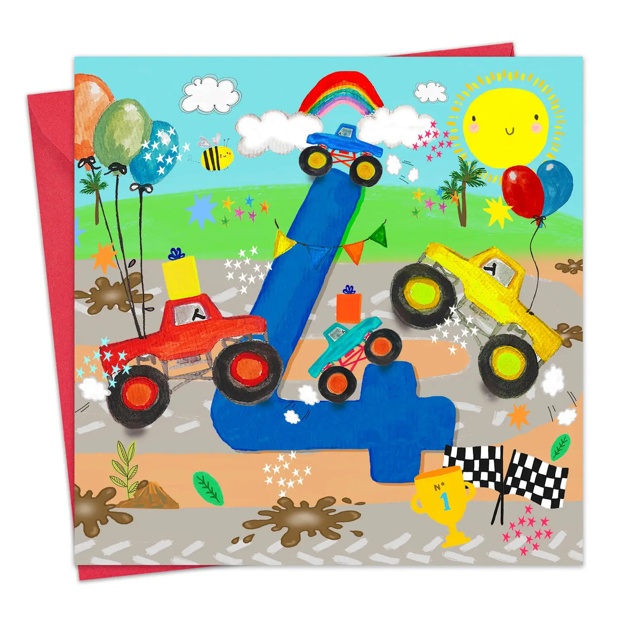 Geburtstagskarte Monstertruck 4.Geburtstag
