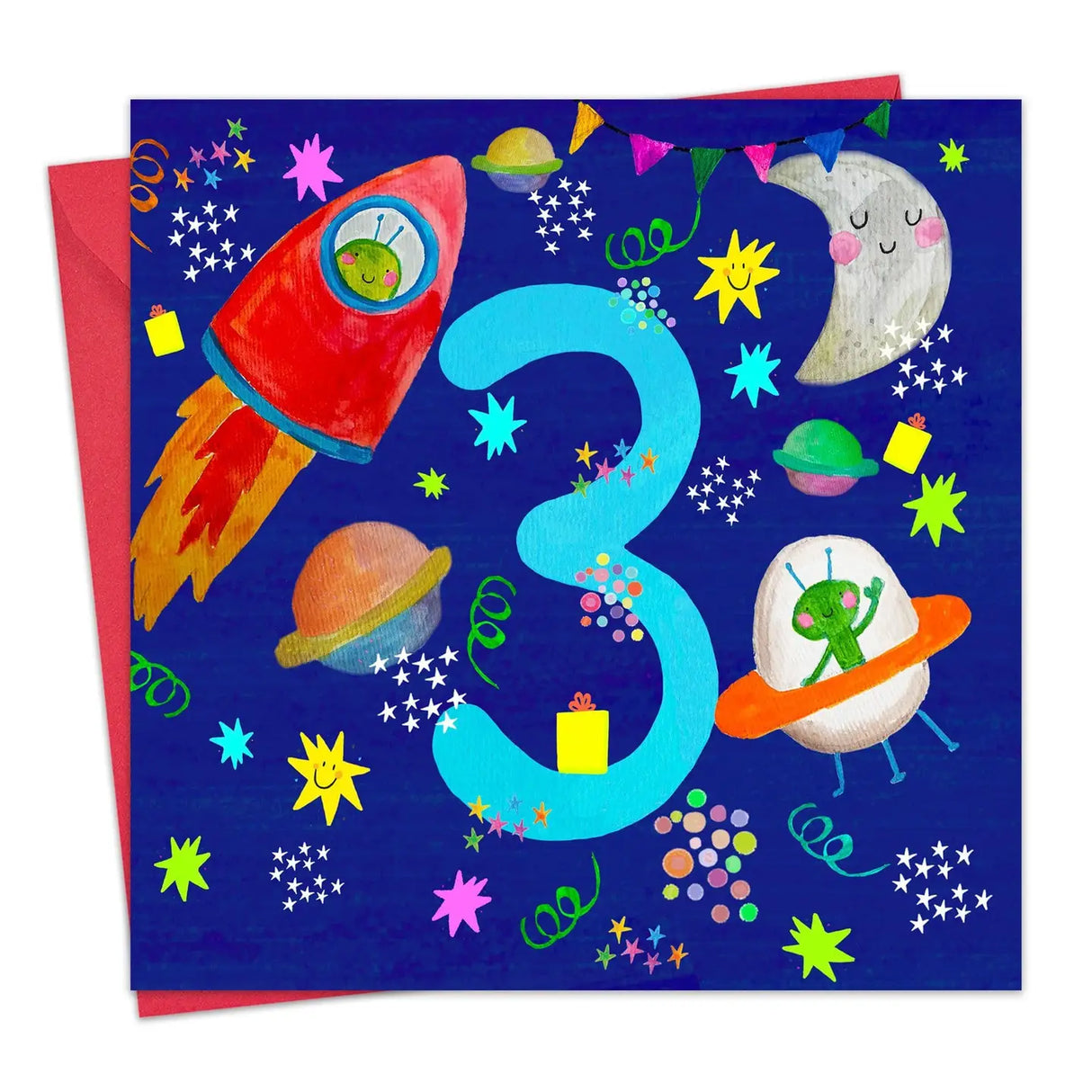 Geburtstagskarte Space 3.Geburtstag