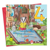 Geburtstagskarte Waldtiere 4.Geburtstag