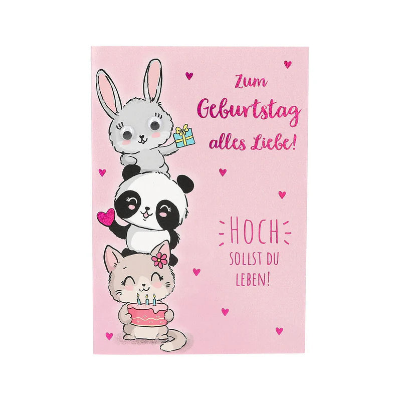 Geburtstagskarte Tierfreunde Rosa