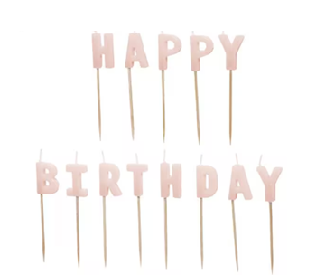 Geburtstagskerzen Happy Birthday Pastellrosa