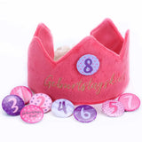 Geburtstagskrone mit Zahlen Button Pink