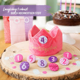 Geburtstagskrone mit Zahlen Button Pink