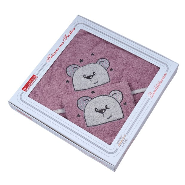 Baby Geschenk Set Bär Altrosa