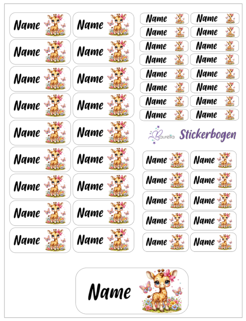 Baurelia Stickerset mit Name Giraffe 7