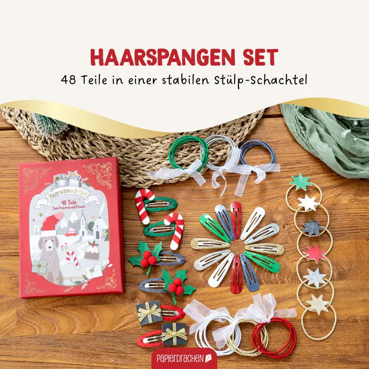 Haarspangen & Haargummies 48-teilig  – Weihnachten