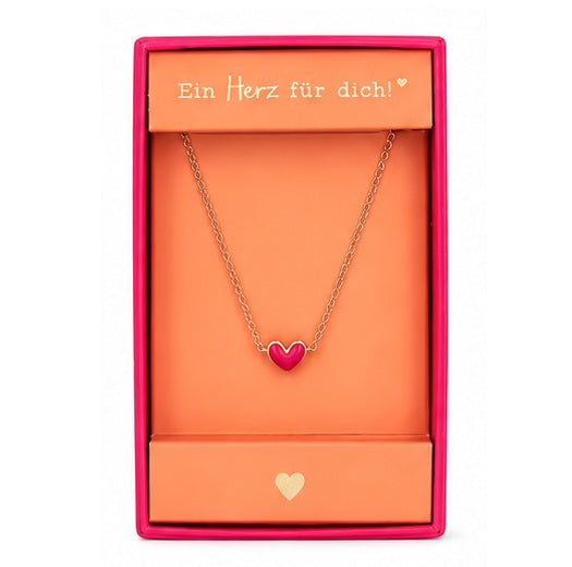 Halskette Ein Herz für Dich - pink orange