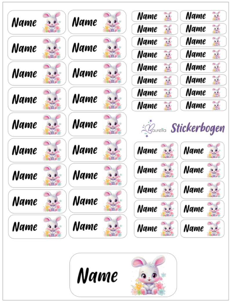 Baurelia Stickerset mit Name Hase 11