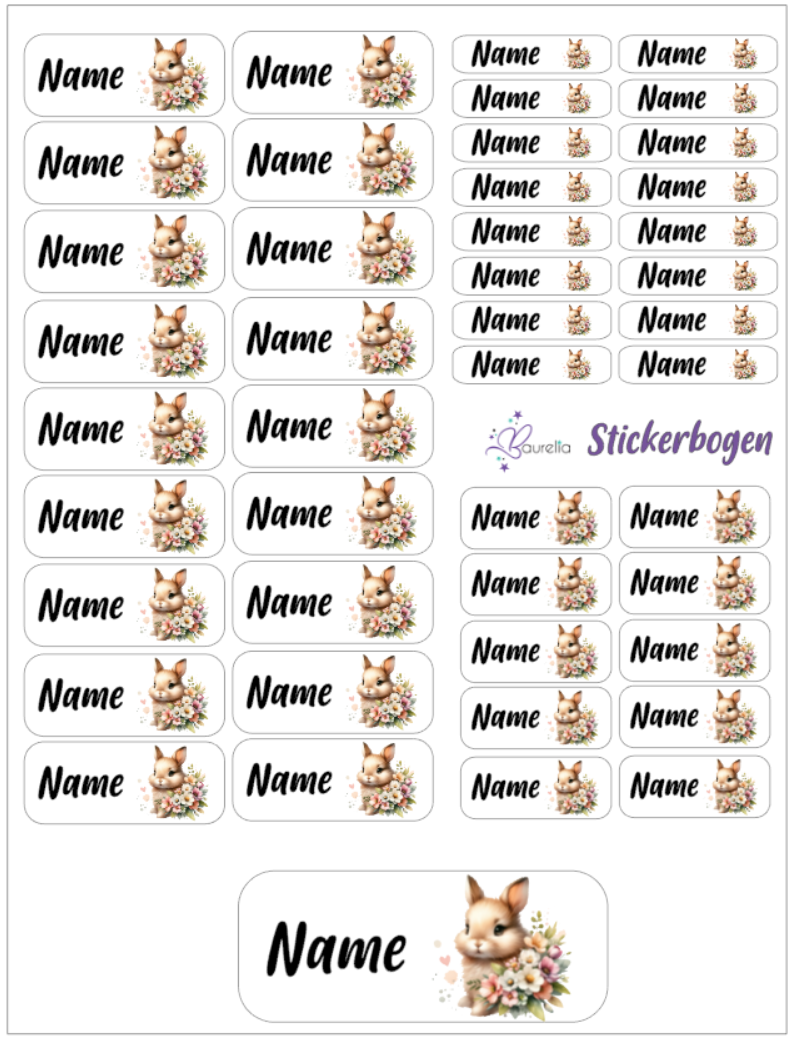 Baurelia Stickerset mit Name Hase 12