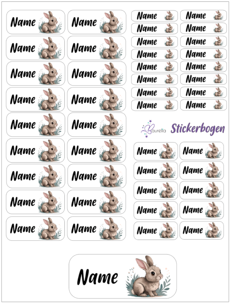 Baurelia Stickerset mit Name Hase 14